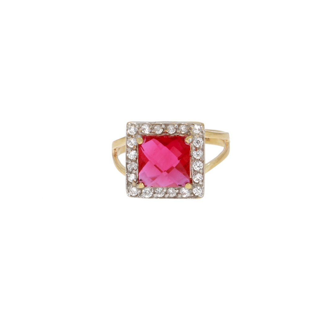 585 Gold Ring Quadrat Pink