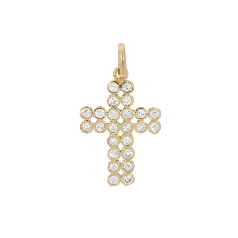 585 Gold Anhänger Kreuz Zirkonia