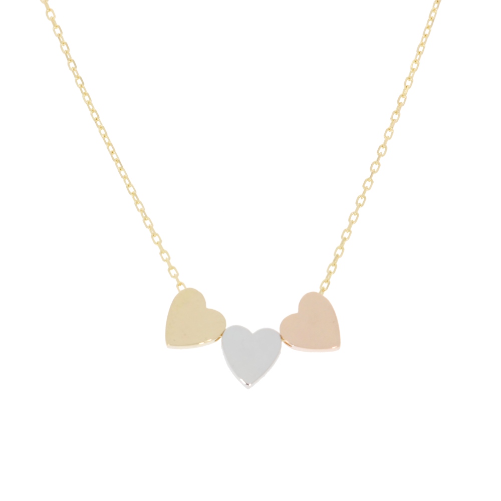 585 Gold Collier Triple Heart