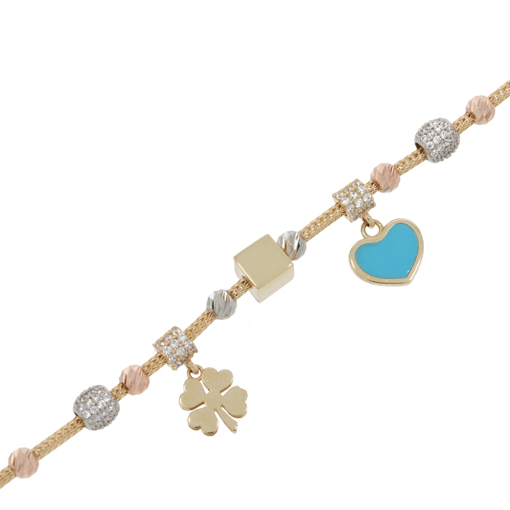 585 Gold Armband Blue Heart