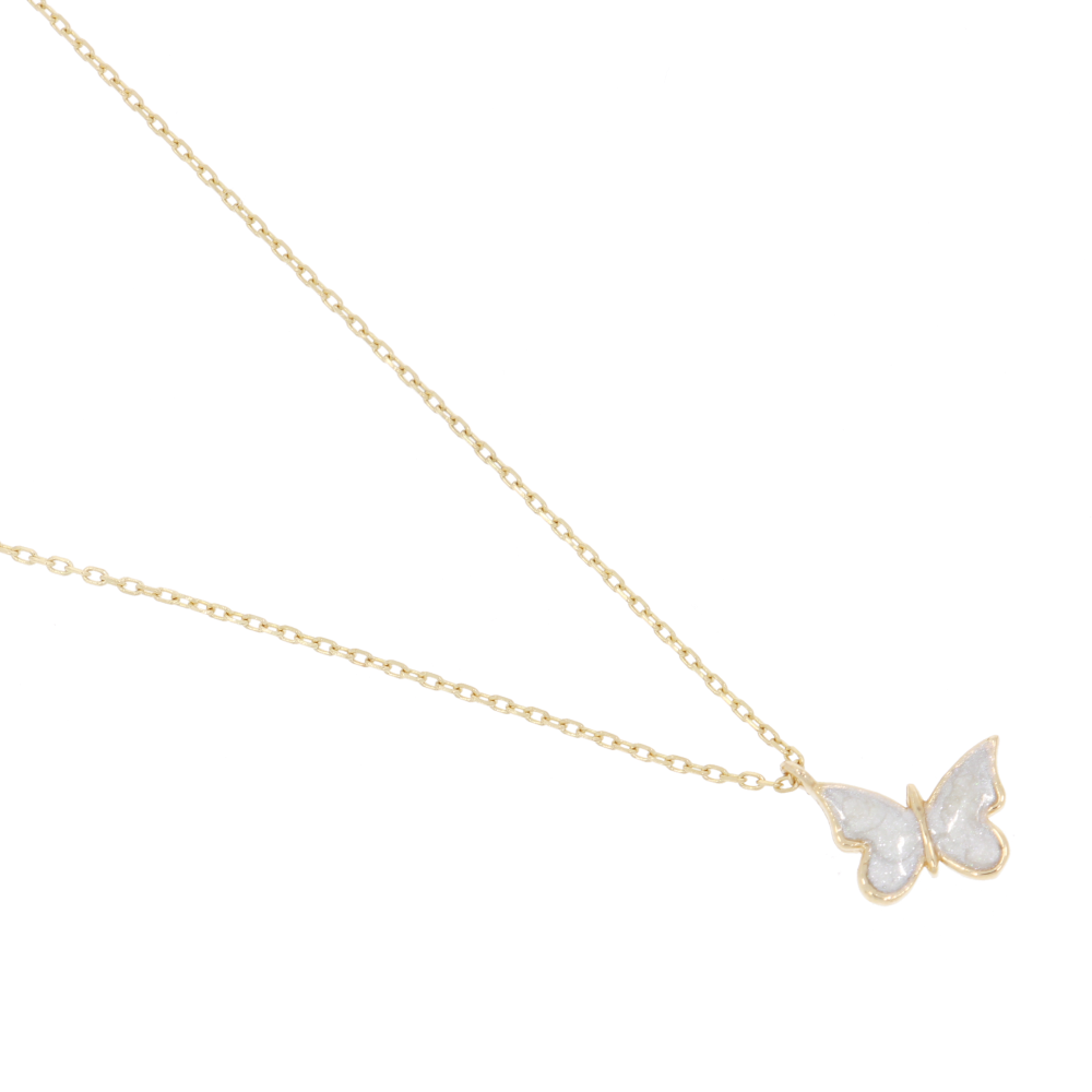 585 Gold Collier Butterfly white