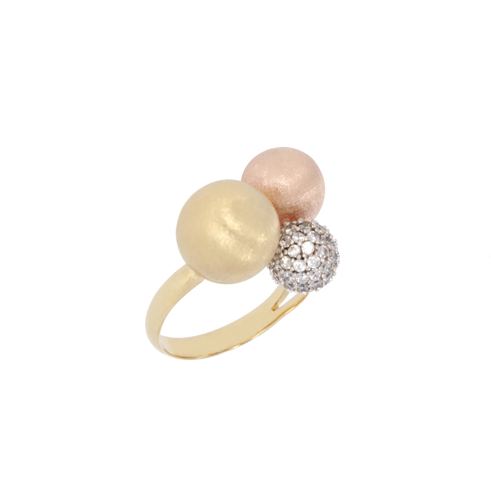 585 Gold Ring Kugeln Tricolor