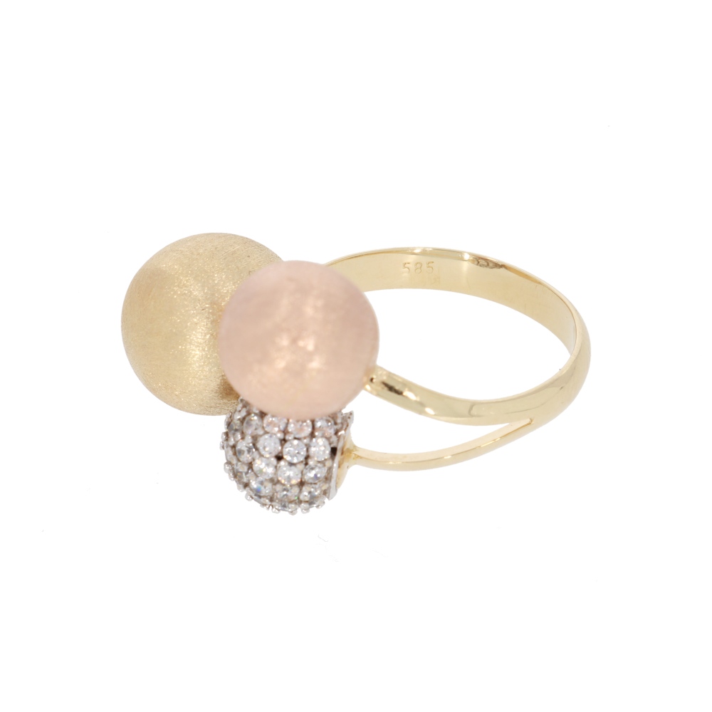 585 Gold Ring Kugeln Tricolor