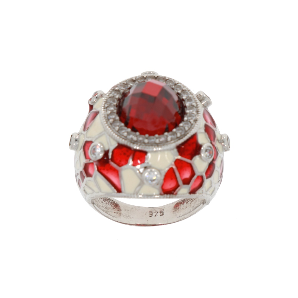925 Silber Ring Red