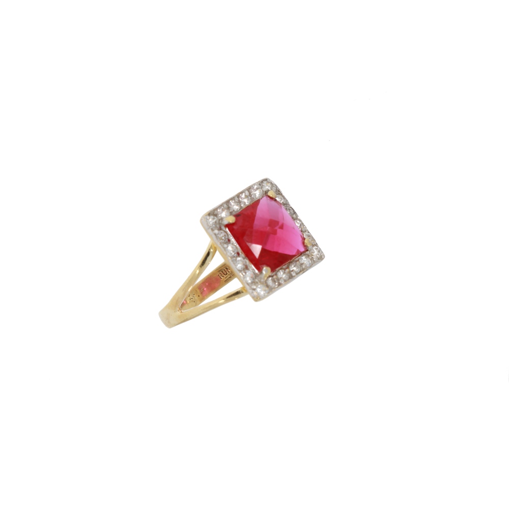 585 Gold Ring Quadrat Pink