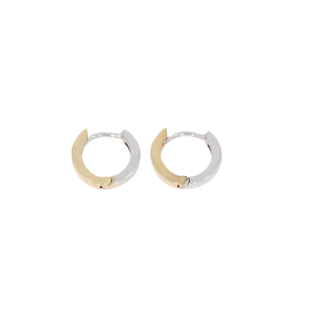 585 Gold/Weißgold Creolen Double