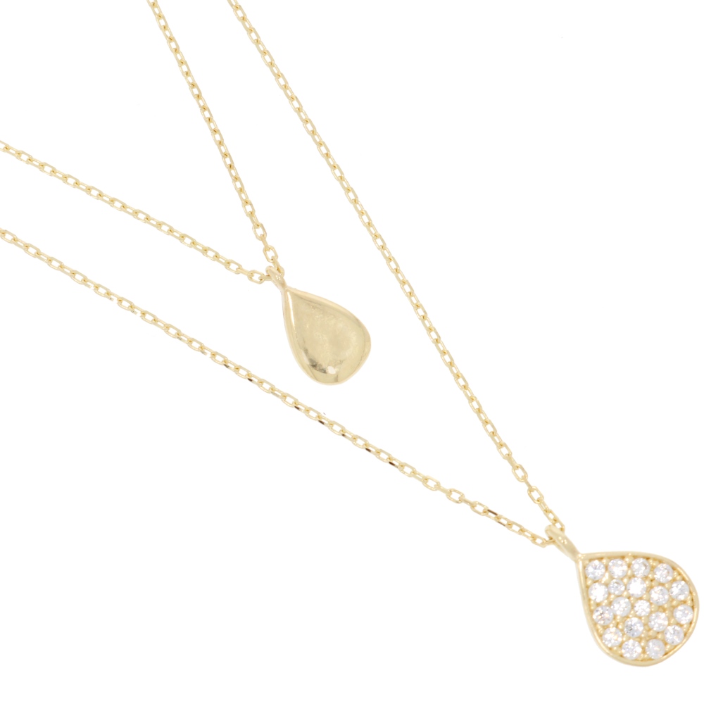 585 Gold Collier Tropfen Duo