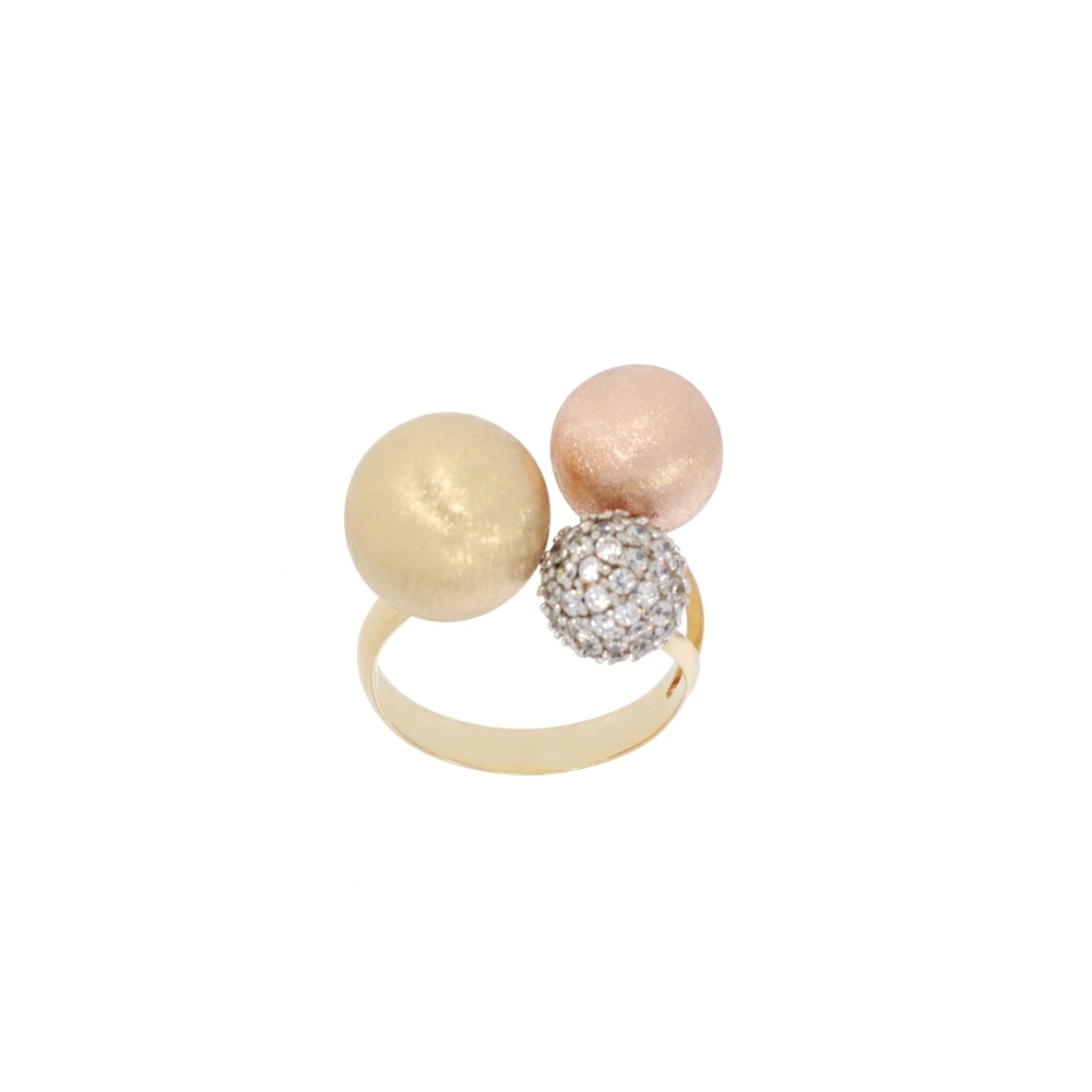 585 Gold Ring Kugeln Tricolor