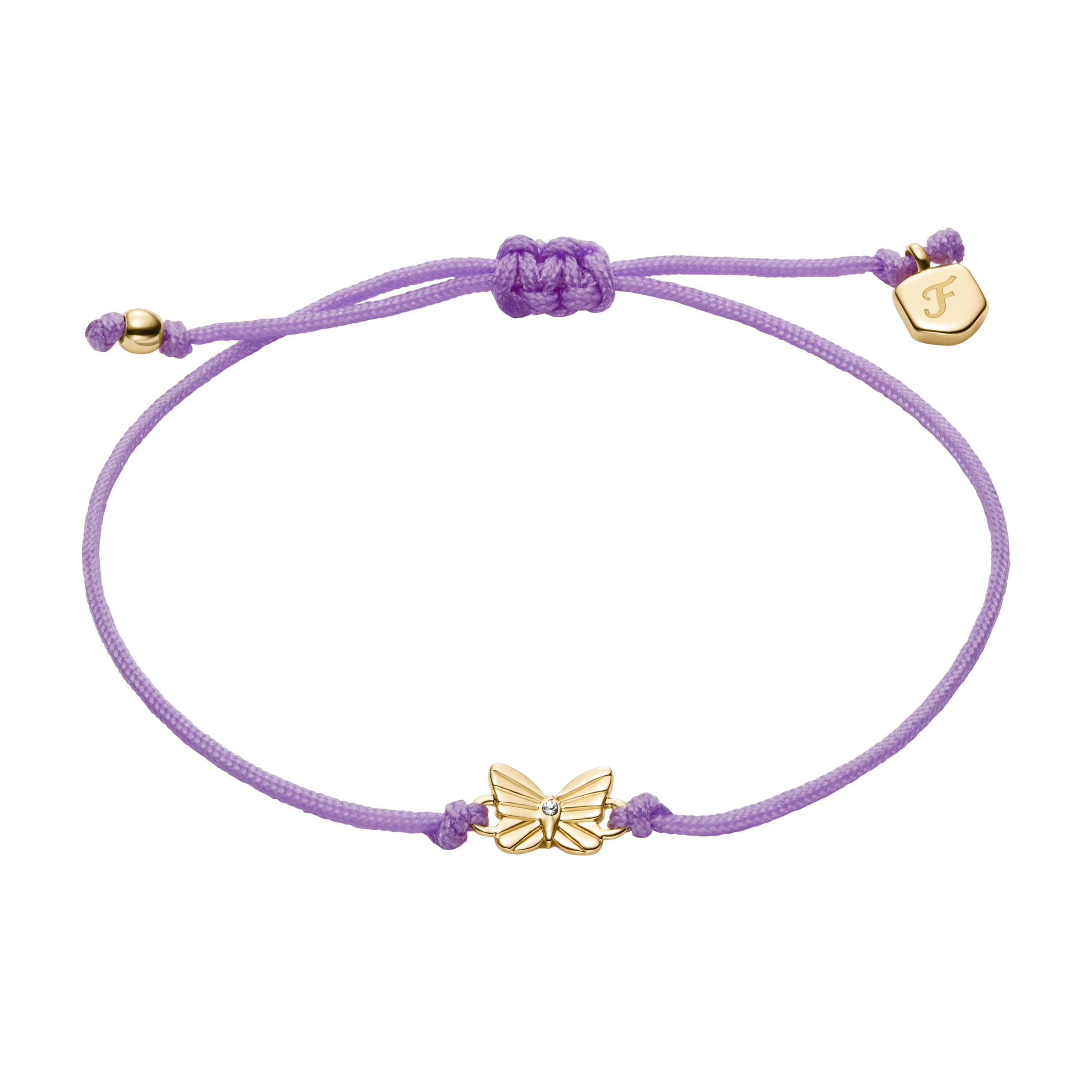 FOSSIL Armband Sutton Mini Moments mit Schmetterlingsanhänger in Lavendel JA7309710