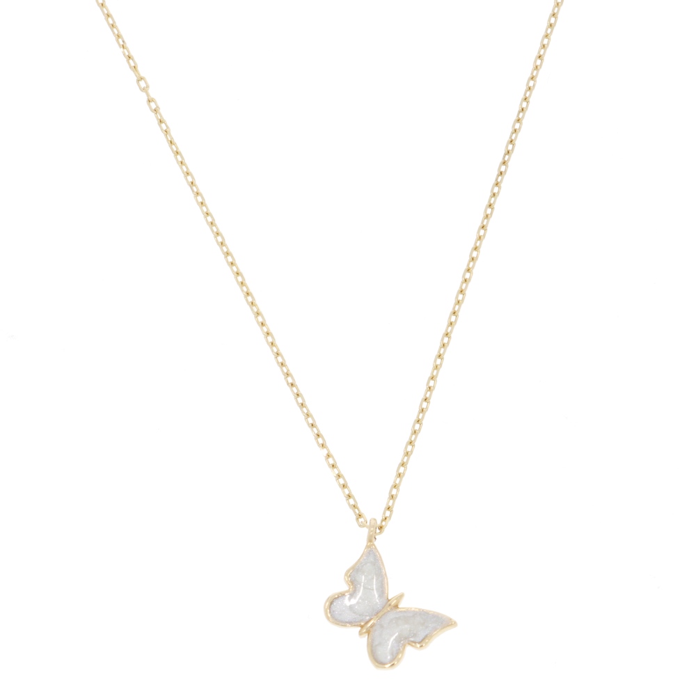 585 Gold Collier Butterfly white