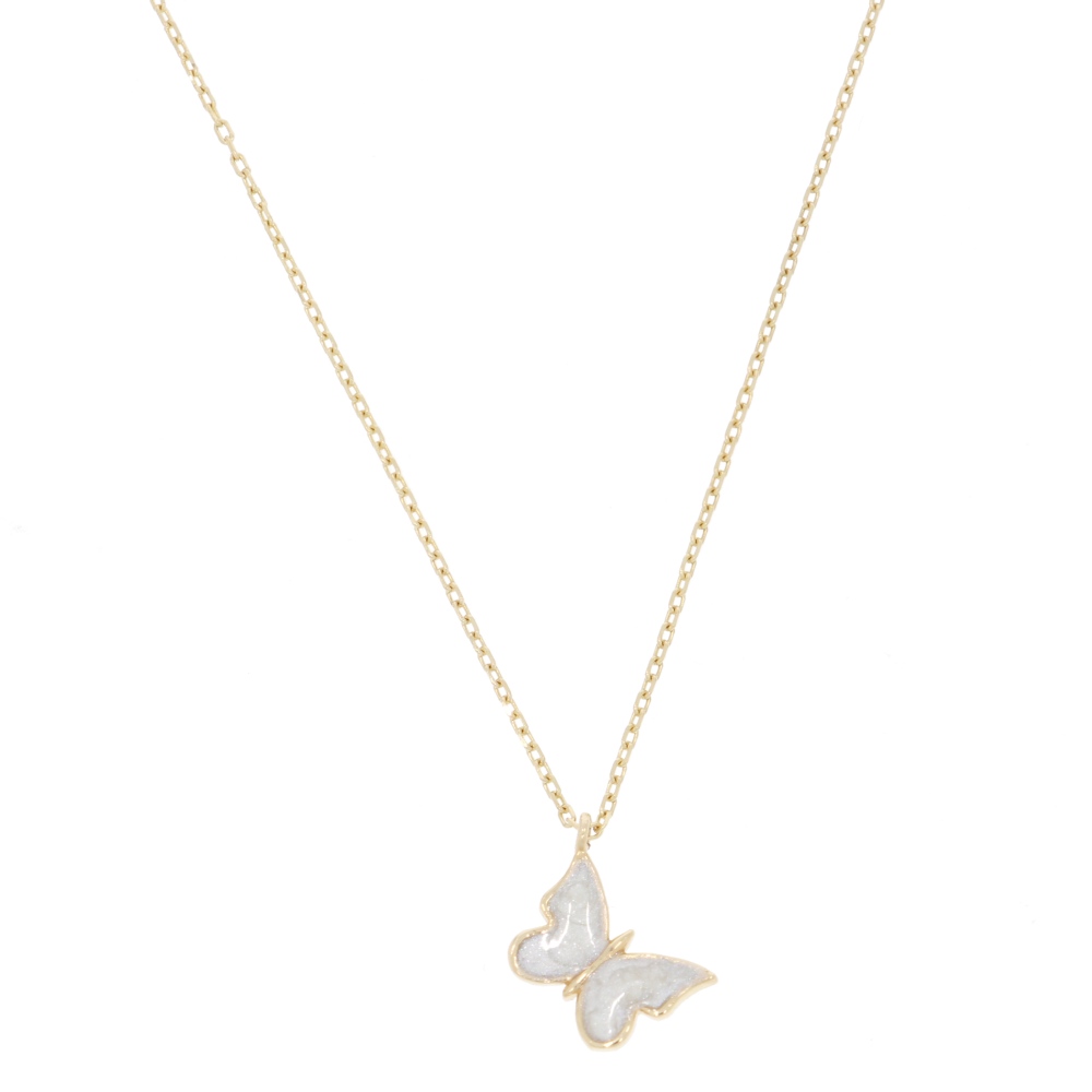 585 Gold Collier Butterfly white