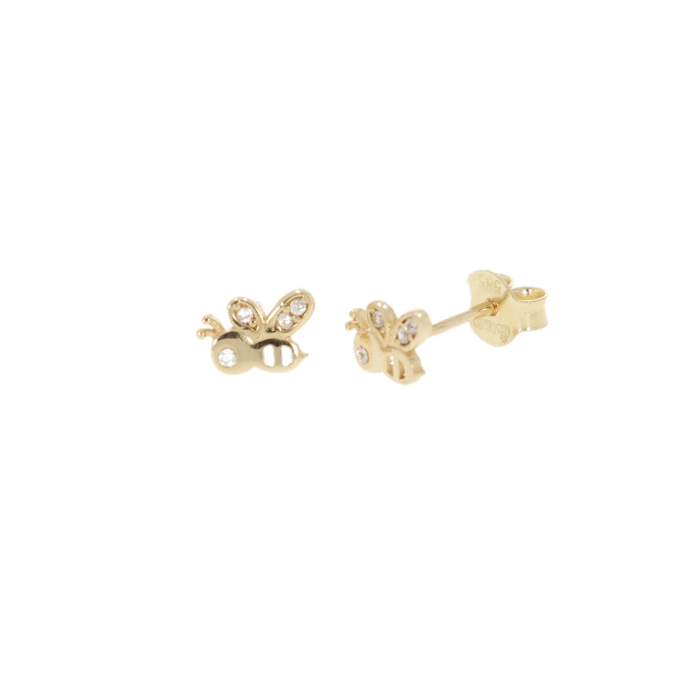 585 Gold Ohrstecker Biene mit Zirkonia