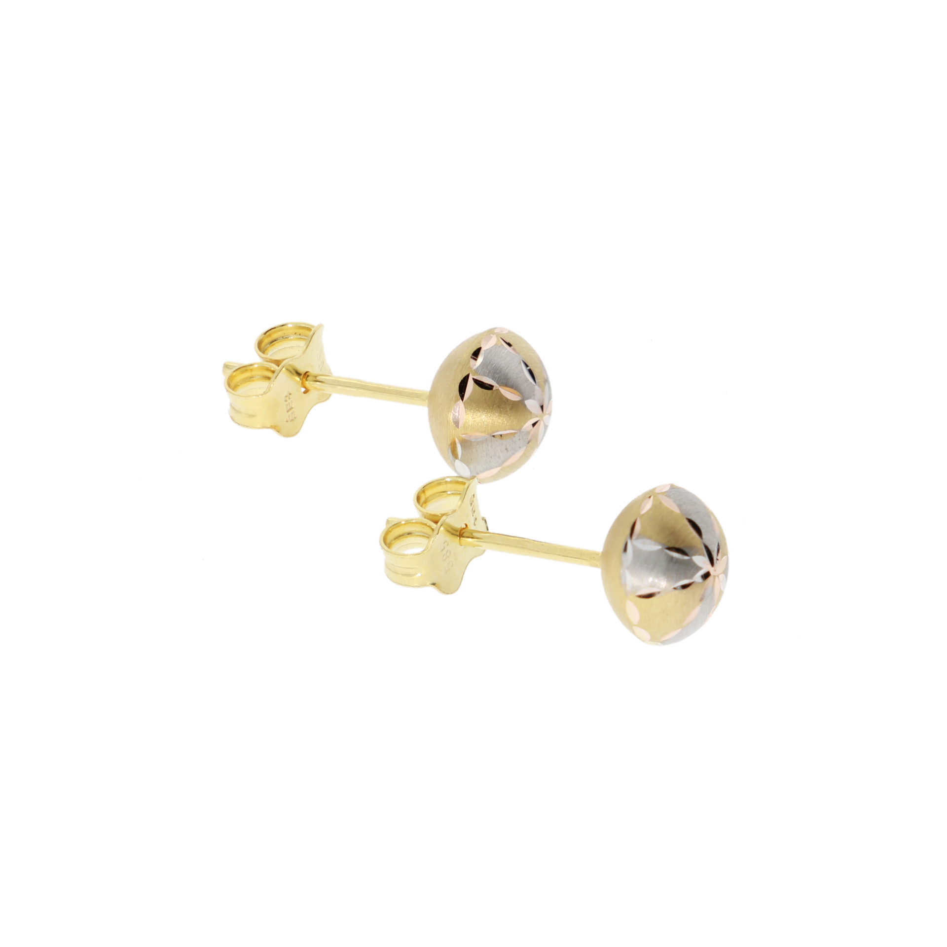 585 Gold Ohrstecker Kugel bicolor