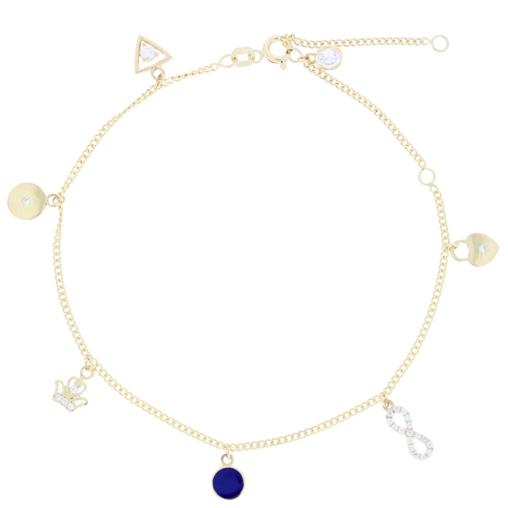 585 Gold Fußkette  Blue