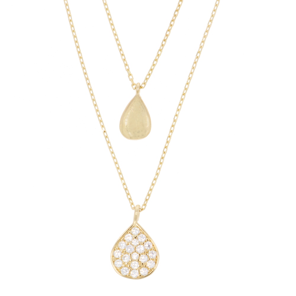 585 Gold Collier Tropfen Duo