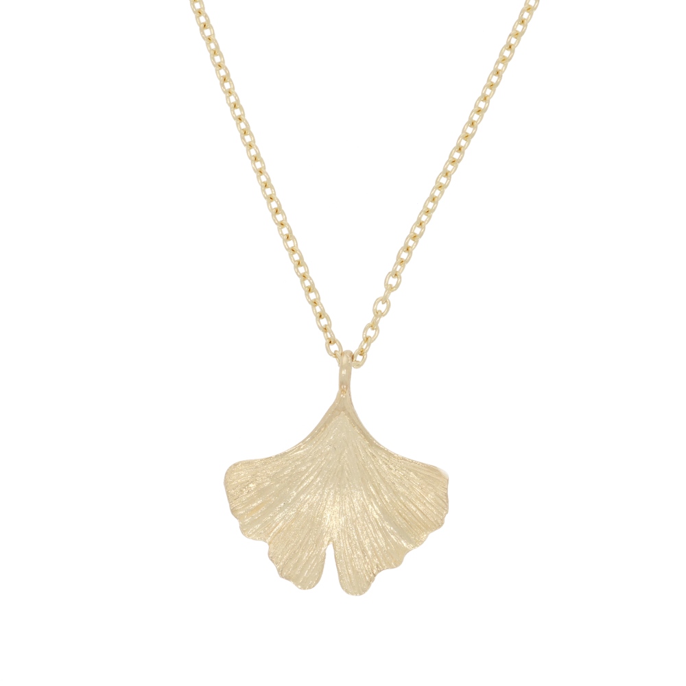 585 Gold Collier Gingkoblatt