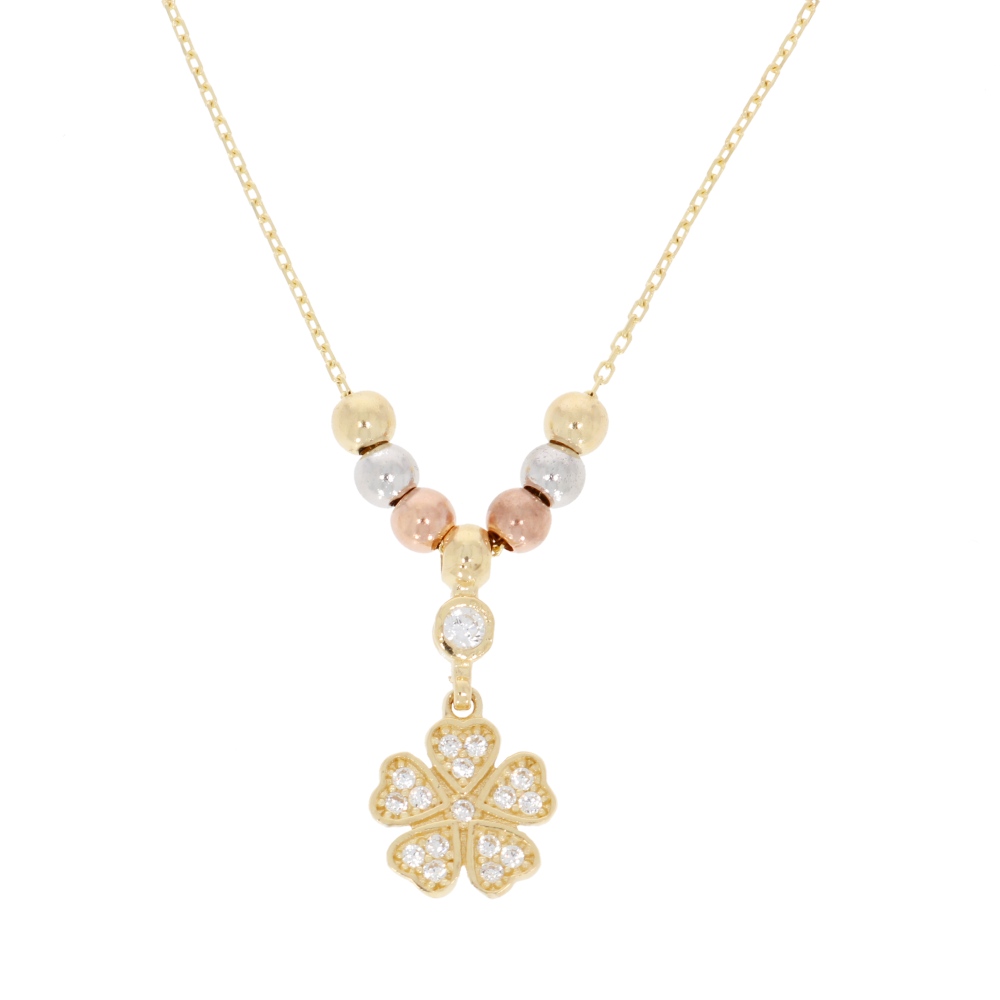 585 Gold Collier Flower Tricolor