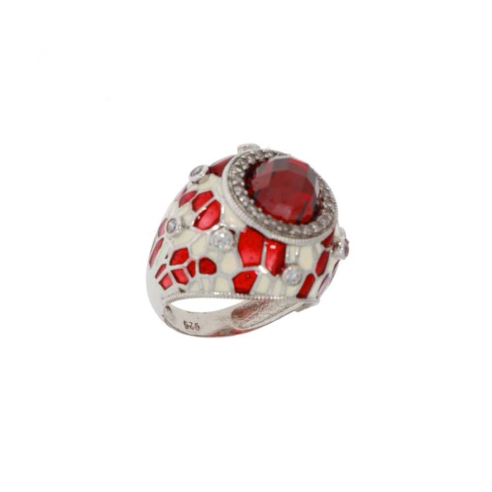 925 Silber Ring Red