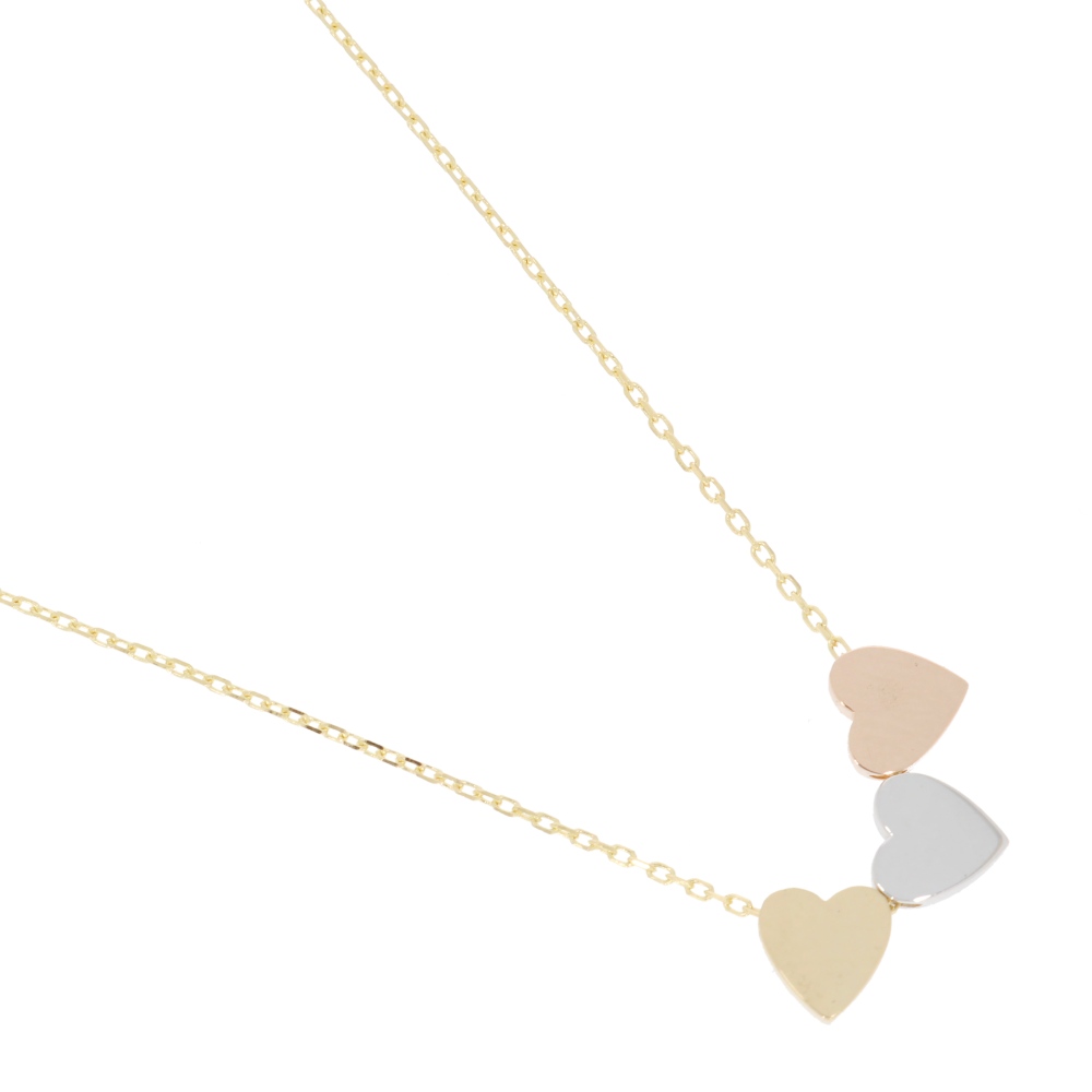 585 Gold Collier Triple Heart