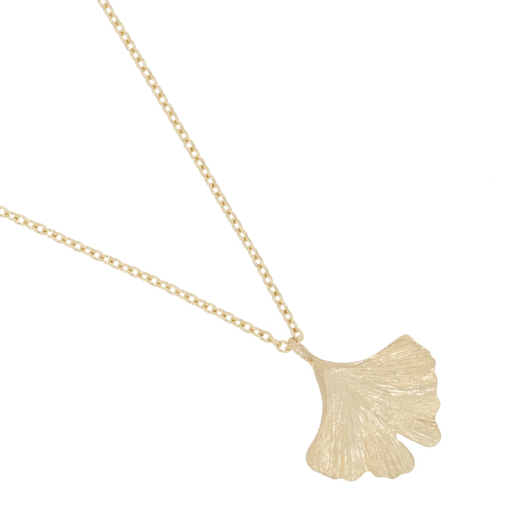 585 Gold Collier Gingkoblatt