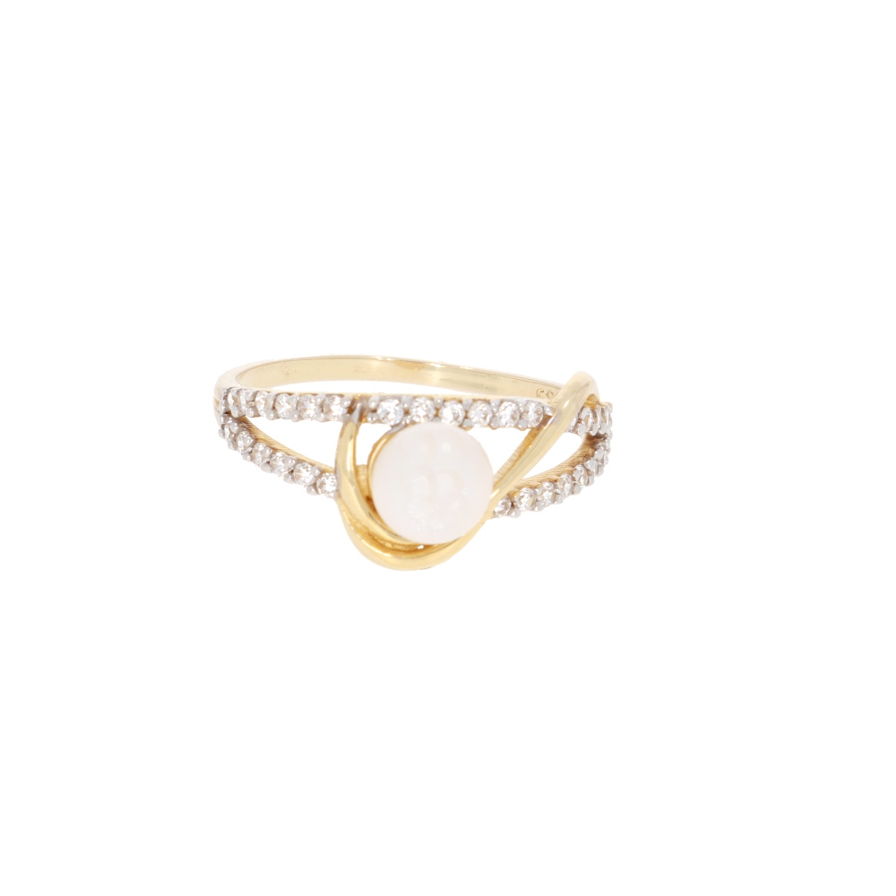 585 Gold Ring Perle Zirkonia