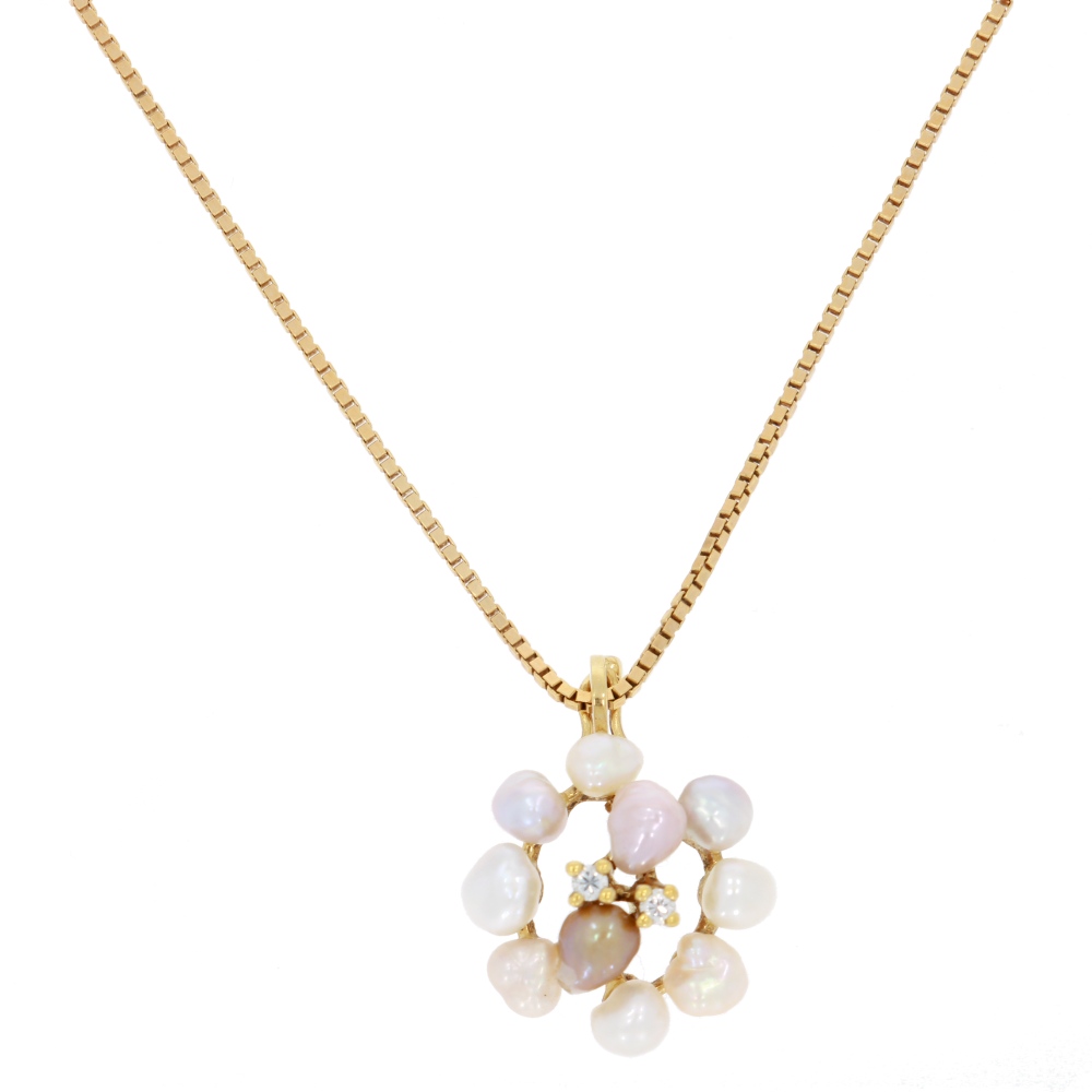 585 Gold Perlencollier Vintage