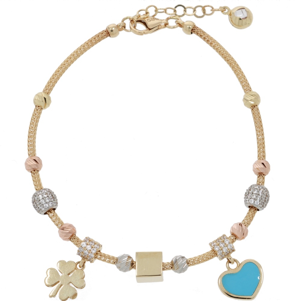 585 Gold Armband Blue Heart